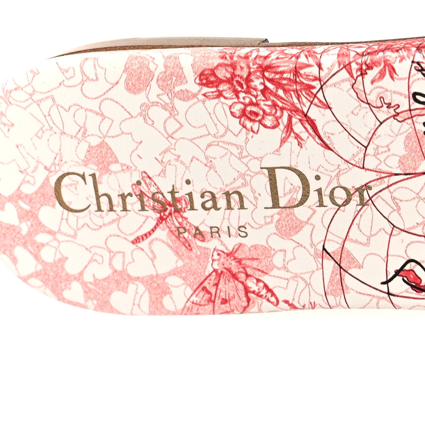 Canvas Embroidered Dioramour Dway Mules Slide Sandals 36 Red