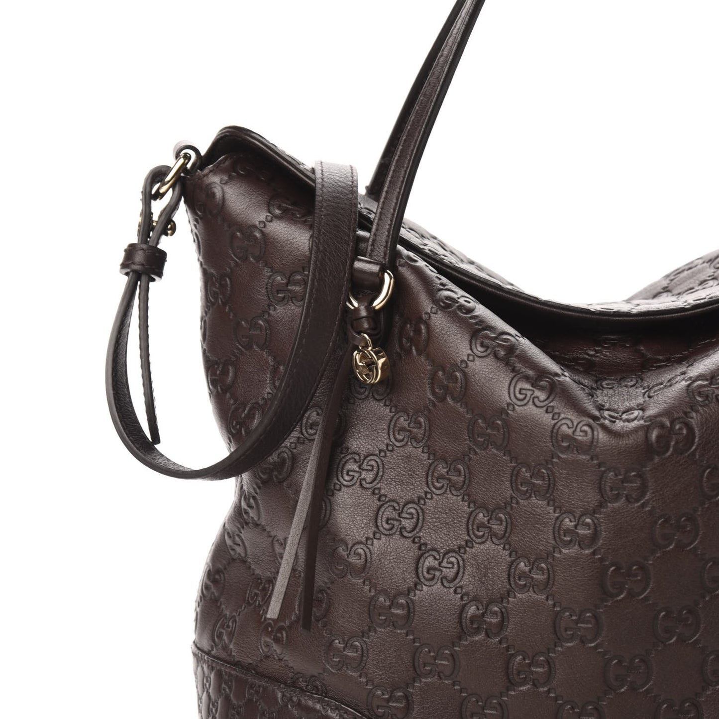 Guccissima Medium Bree Foldover Tote Chocolate