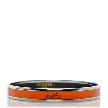 Hermes Enamel Printed Narrow Caleche Bracelet 62 Orange 1 of 4