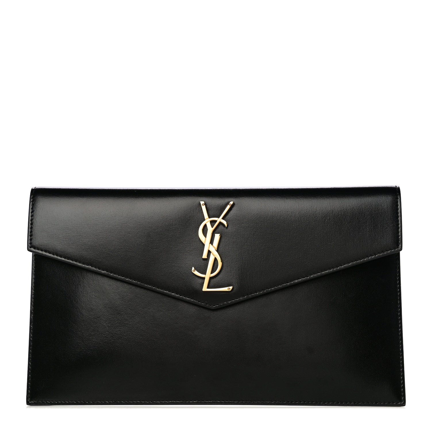 Saint Laurent Smooth Shiny Calfskin Monogram Uptown Pouch Black 1 of 14