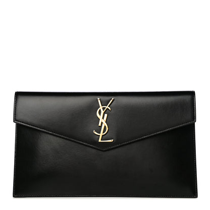 Saint Laurent Smooth Shiny Calfskin Monogram Uptown Pouch Black 1 of 14