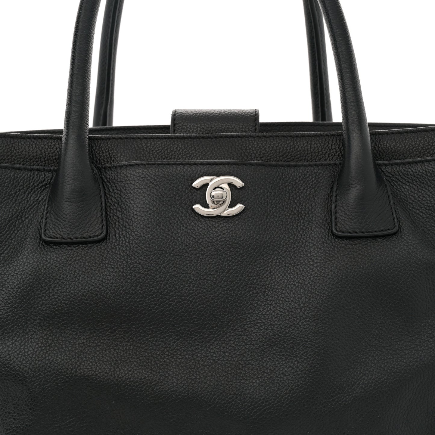 Calfskin Cerf Executive Shopper Tote Black