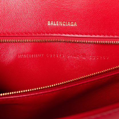 Balenciaga Shiny Box Calfskin Medium Hourglass Top Handle Bag Bright Red 7 of 14