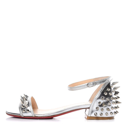 Christian Louboutin Metallic Druide Spiked Sandals 37 Silver 1 of 8