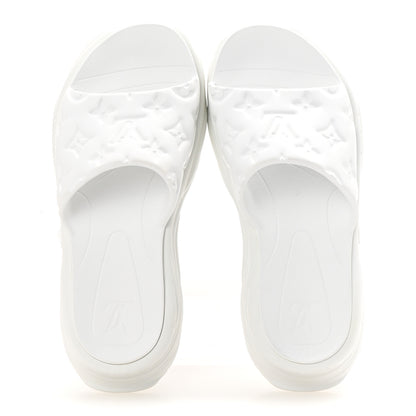 Louis Vuitton Rubber Embossed Monogram Pool 55 Flat Comfort Mule 39 White 2 of 9