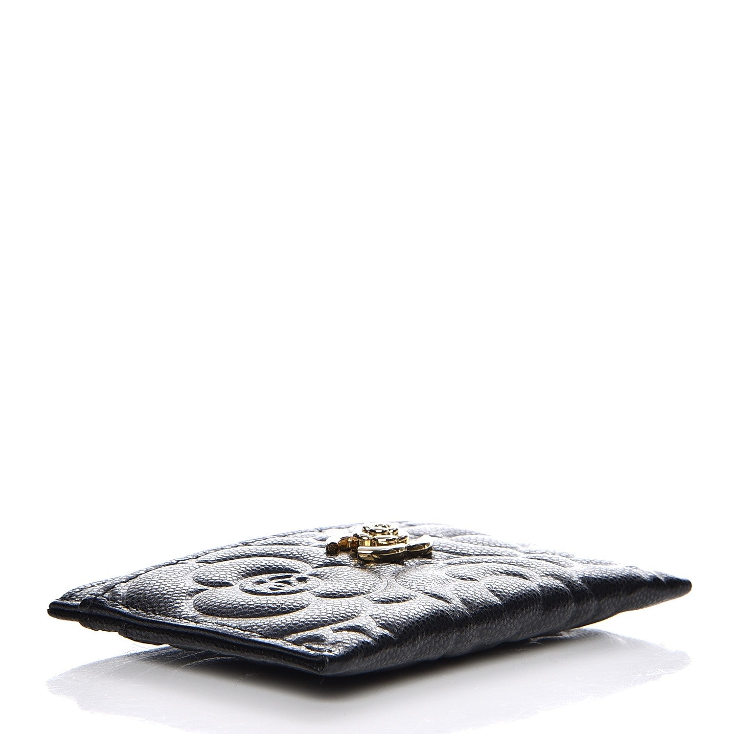 Chanel Caviar Camellia Embossed Card Holder Black 4 of 9