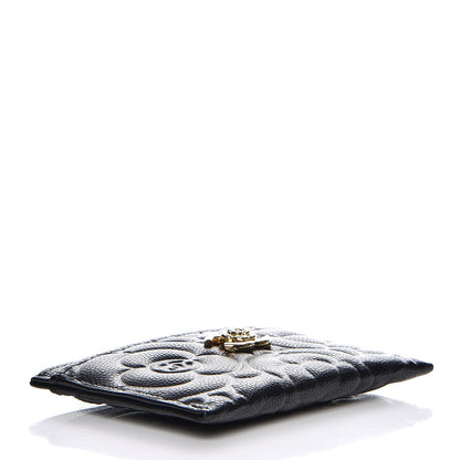 Chanel Caviar Camellia Embossed Card Holder Black 4 of 9