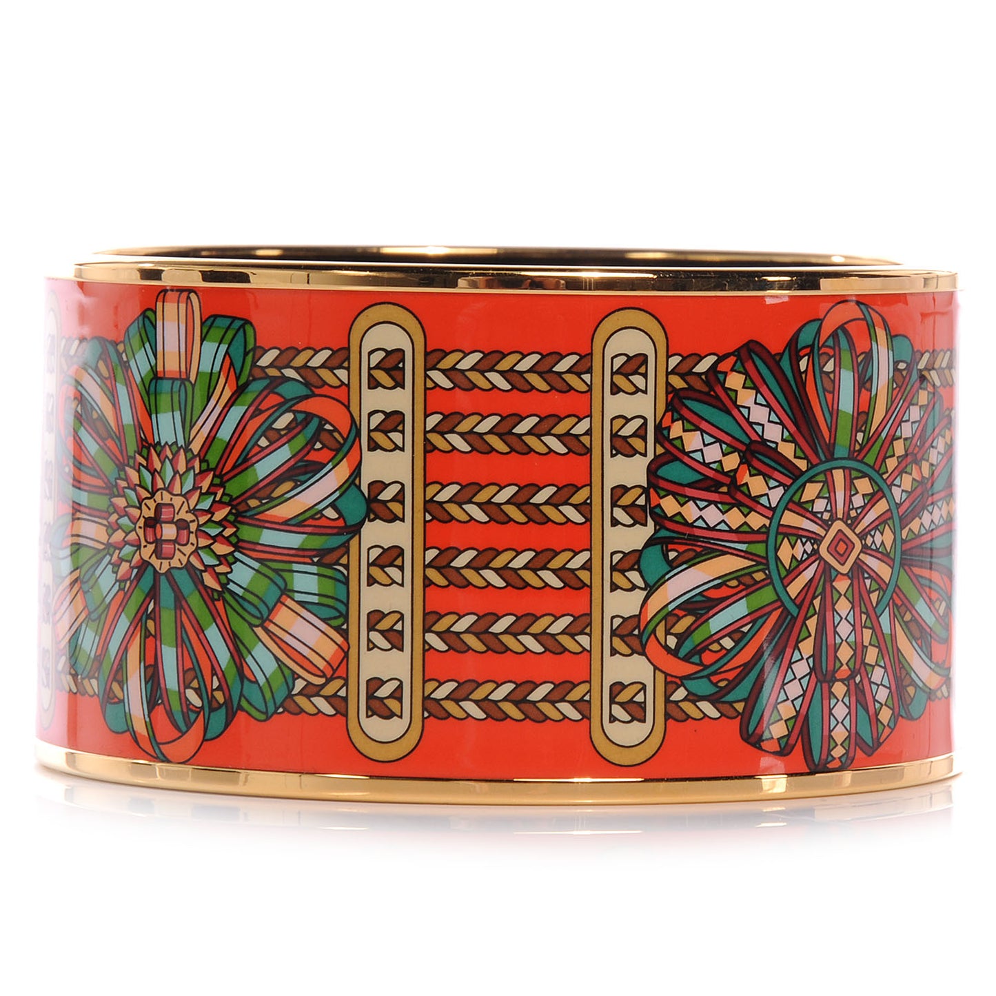 Enamel Printed Rubans de Cheval Extra Wide Bracelet 65 Orange
