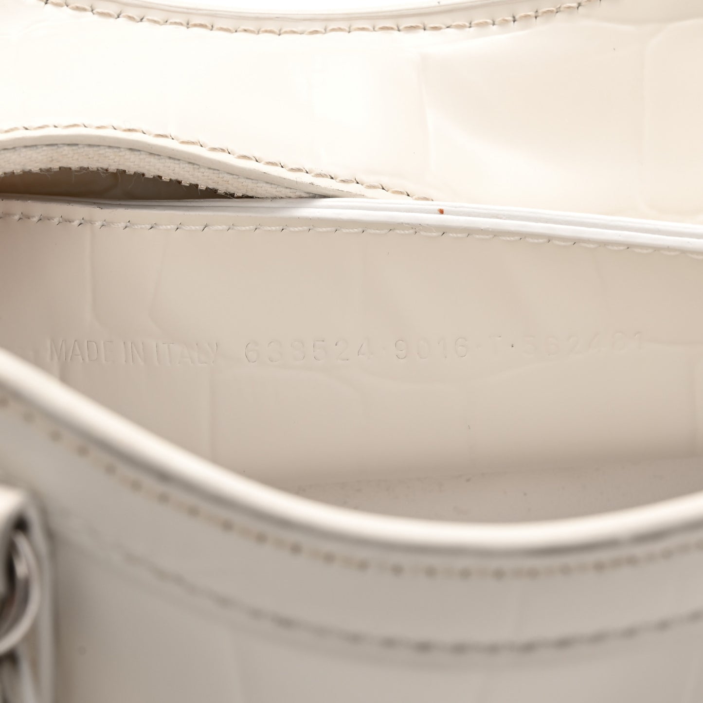 Extra Supple Calfskin Crocodile Embossed Neo Classic Silver Hardware Super Mini City White