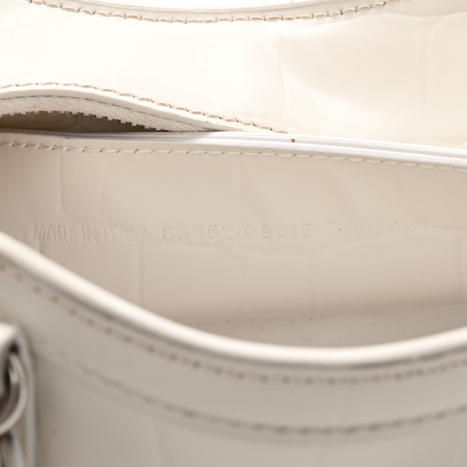Balenciaga Extra Supple Calfskin Crocodile Embossed Neo Classic Silver Hardware Super Mini City White 11 of 11