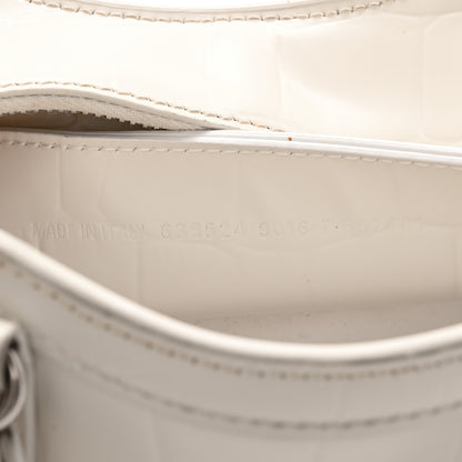 Balenciaga Extra Supple Calfskin Crocodile Embossed Neo Classic Silver Hardware Super Mini City White 11 of 11