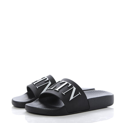 Valentino Garavani Rubber VLTN Pool Slide Sandals 35 Black 3 of 9