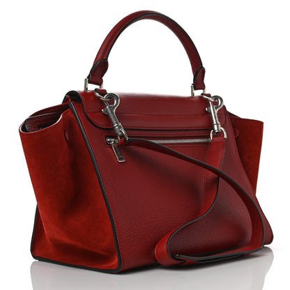 Celine Drummed Calfskin Suede Small Trapeze Merlot 2 of 8