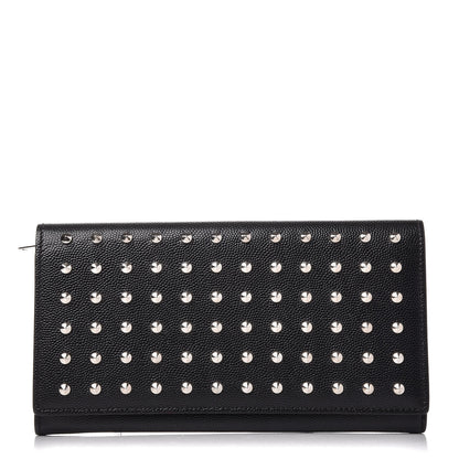 Saint Laurent Grain De Poudre Studded Classic Marquage Flap Wallet Black 1 of 10