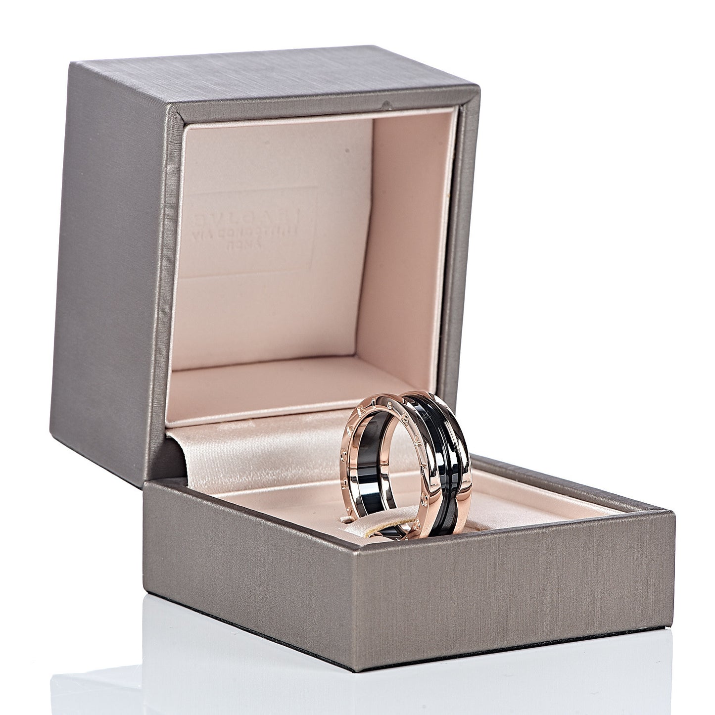 18K Rose Gold Black Ceramic B.Zero1 Two-Band Ring 65 11
