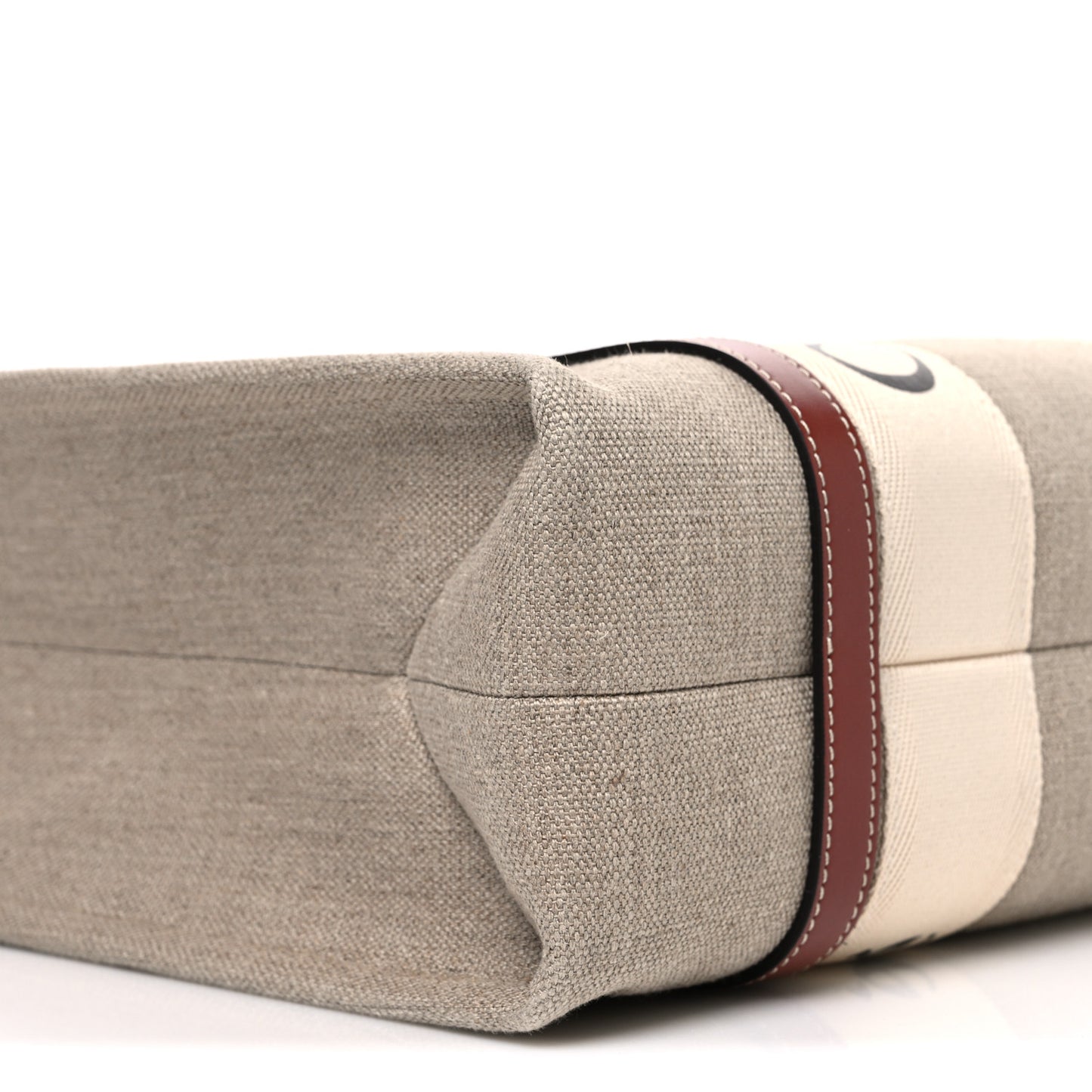 Cotton Calfskin Medium Woody Ribbon Tote White Brown