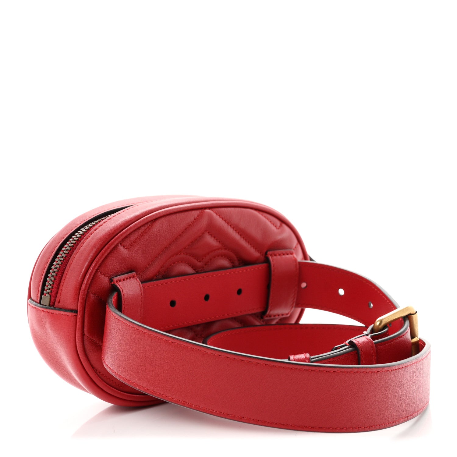 Gucci Calfskin Matelasse GG Marmont Belt Bag 75 30 Hibiscus Red 2 of 9