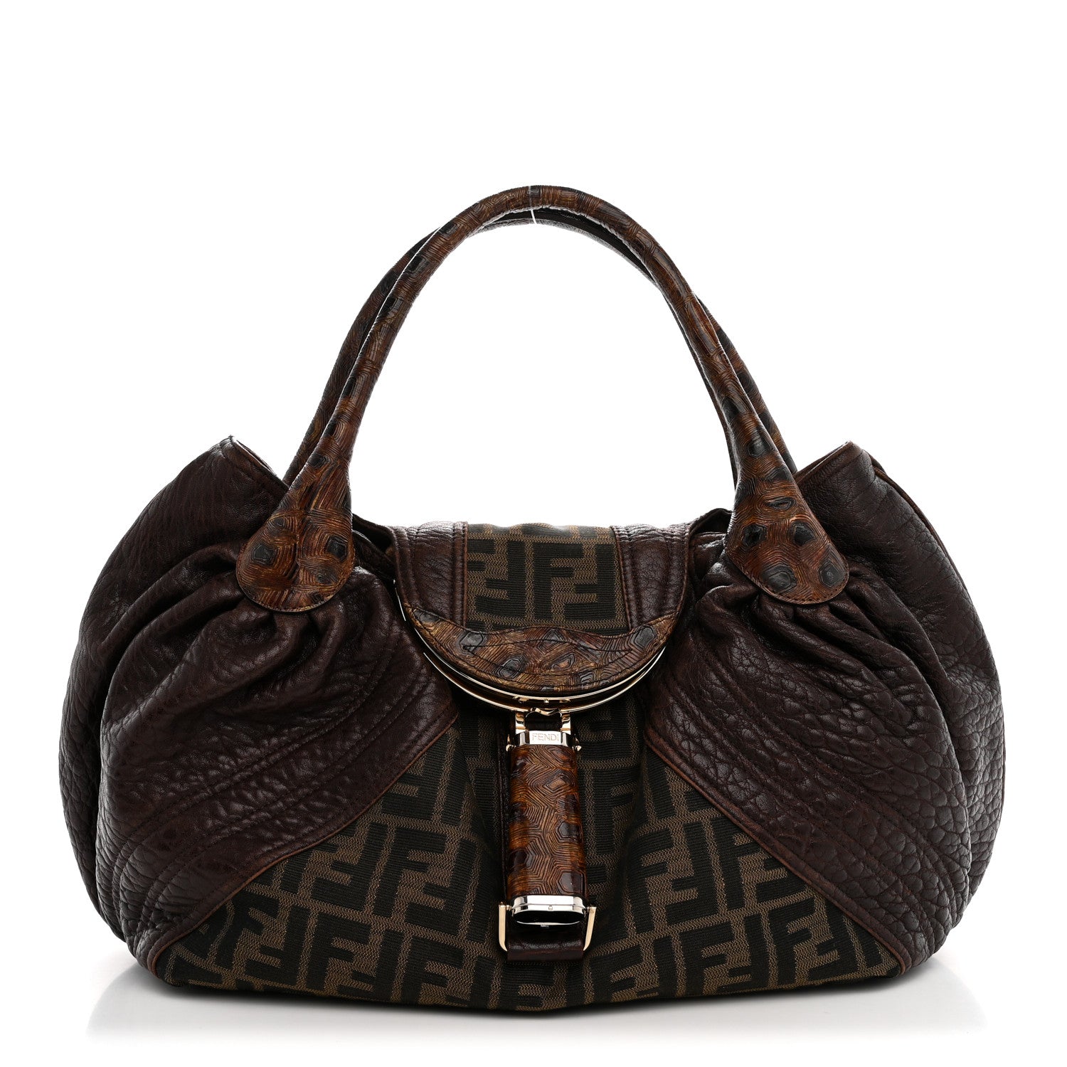 Fendi Zucca Nappa Nuvolata Vitello Tortuga Spy  Tobacco Moro 1 of 13