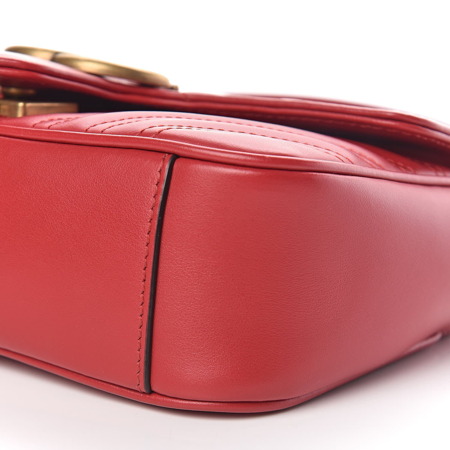 Gucci Calfskin Matelasse Mini GG Marmont Shoulder Bag Hibiscus Red 11 of 11