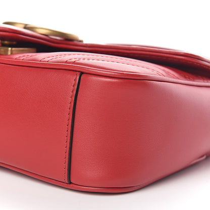 Gucci Calfskin Matelasse Mini GG Marmont Shoulder Bag Hibiscus Red 11 of 11