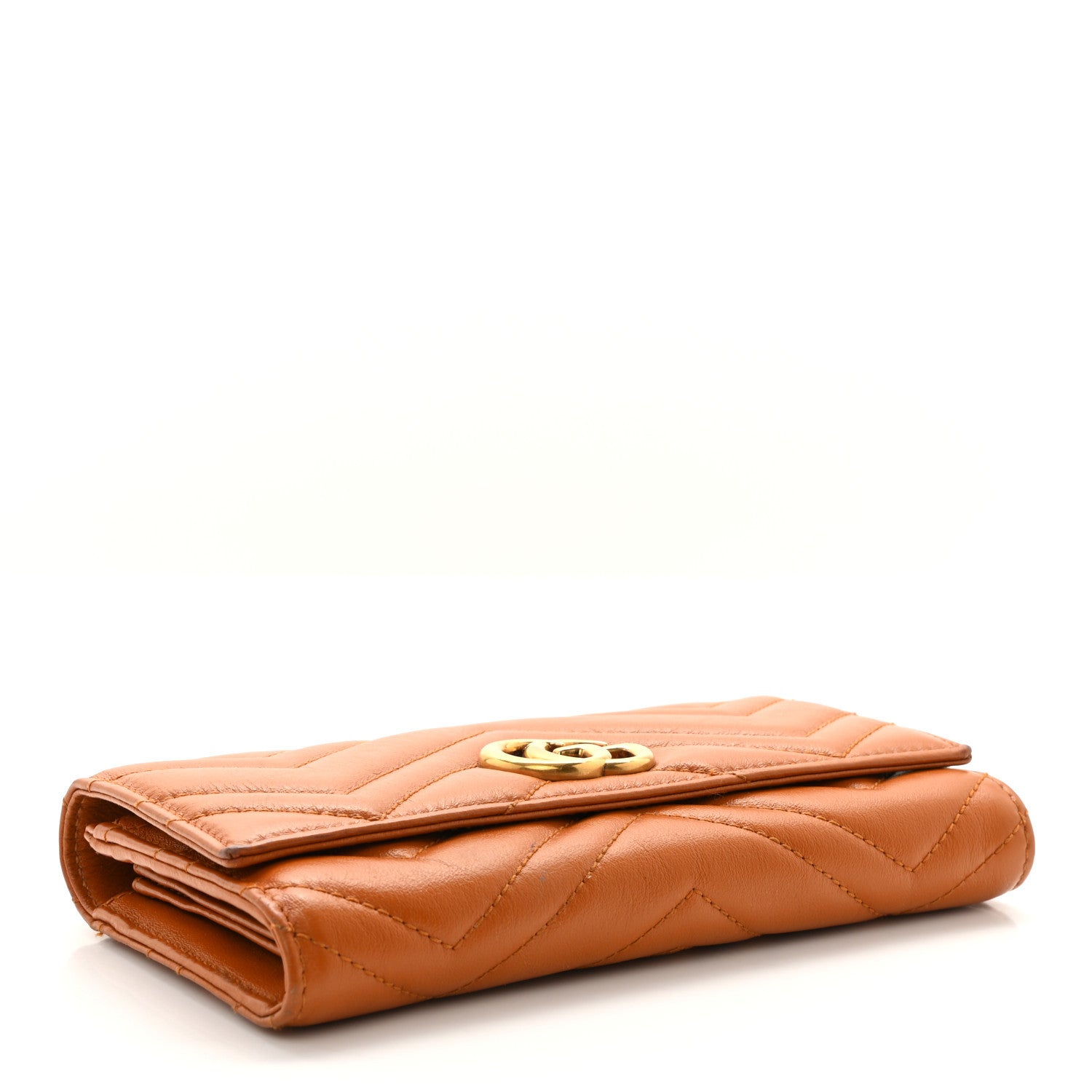 Gucci Calfskin Matelasse GG Marmont Continental Wallet Cognac 4 of 9