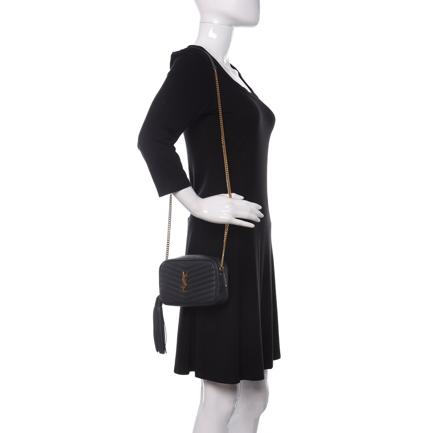 Saint Laurent Grain De Poudre Matelasse Monogram Mini Lou Camera Bag Dark Smog 2 of 11