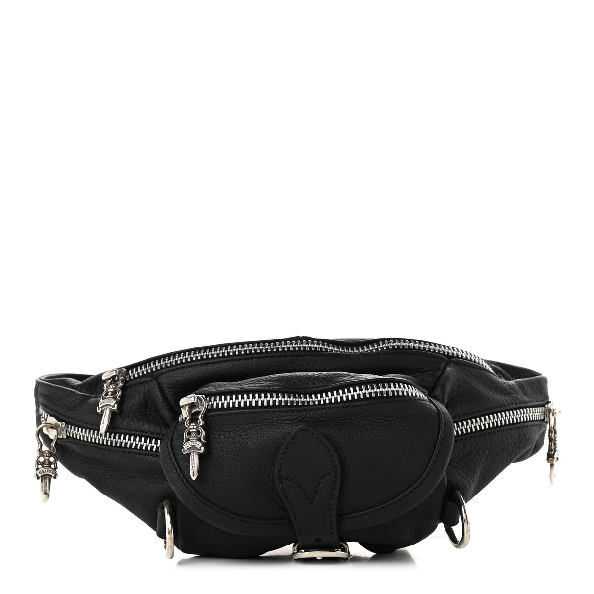 Grained Calfskin Snat Pack Gunslinger Waist Bag Black