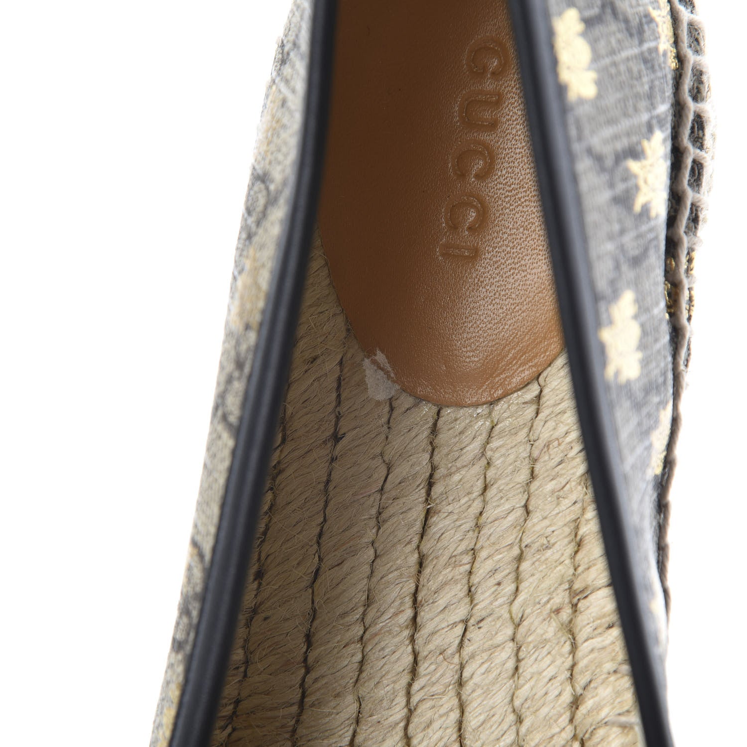 Gucci GG Supreme Monogram Bees Espadrille Flats 36 Beige Ebony Oro Black 9 of 10