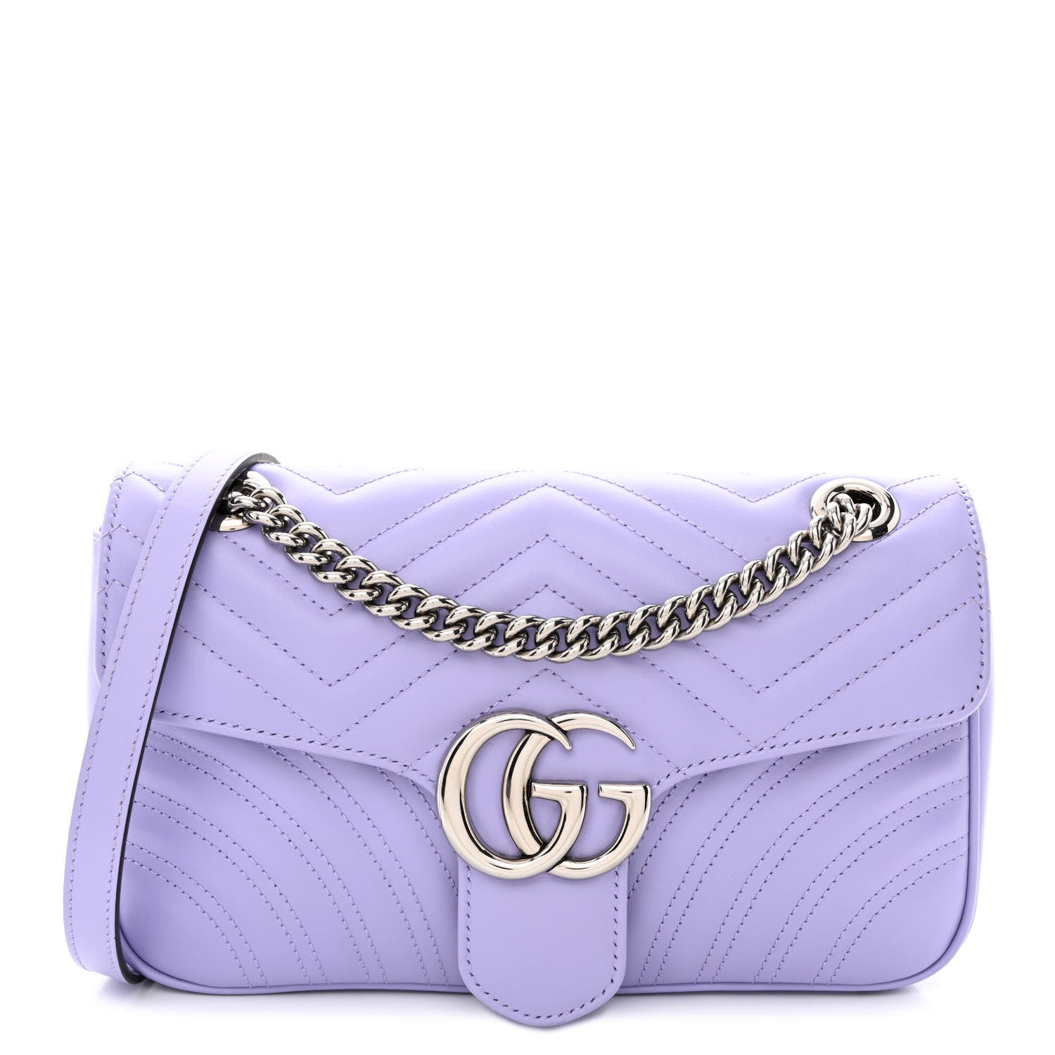 Gucci Calfskin Matelasse Small GG Marmont Shoulder Bag Lapis 1 of 10