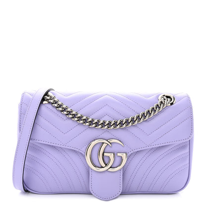Gucci Calfskin Matelasse Small GG Marmont Shoulder Bag Lapis 1 of 10