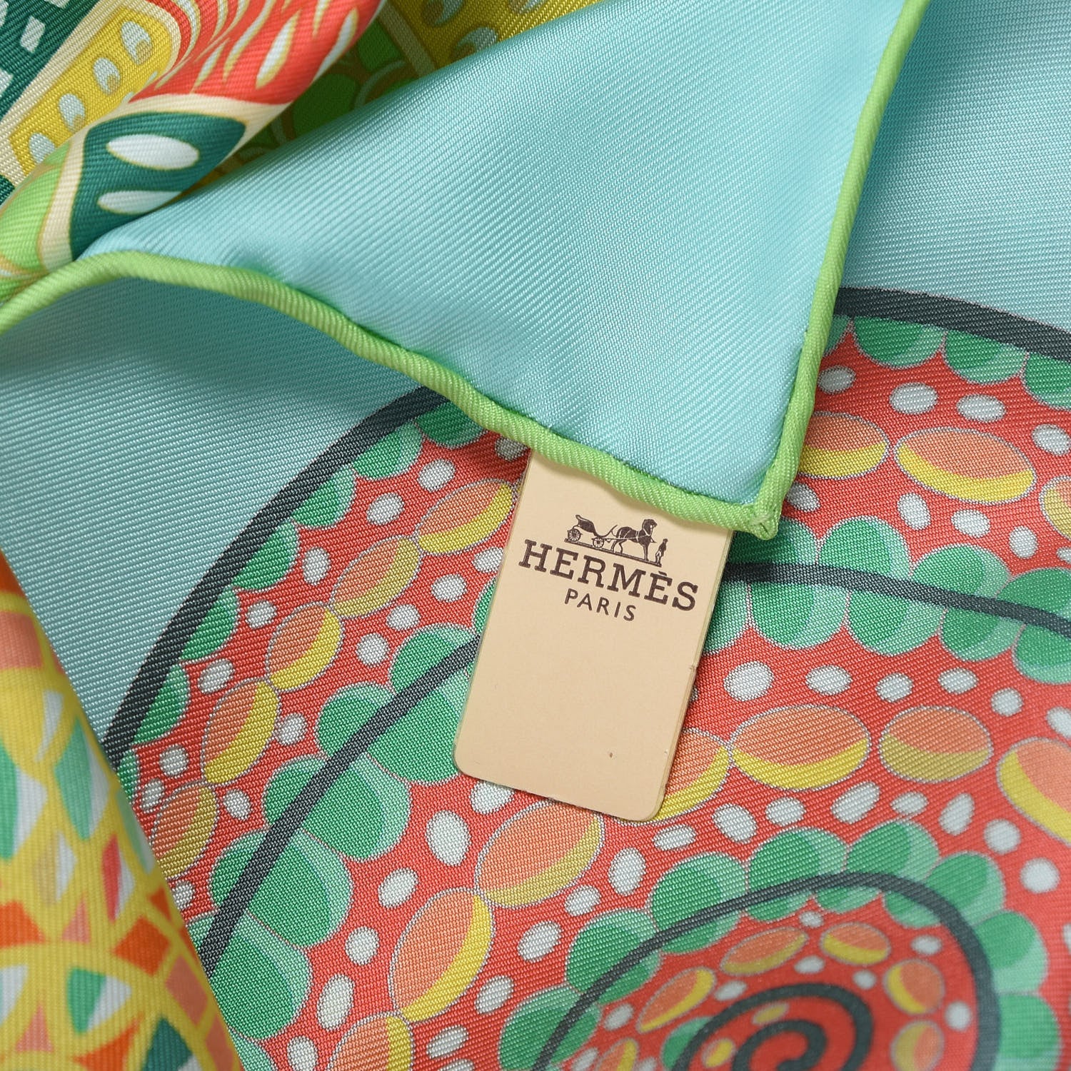 Hermes Silk Reves d'Escargots Scarf 90 Aqua Vert Juane 8 of 8