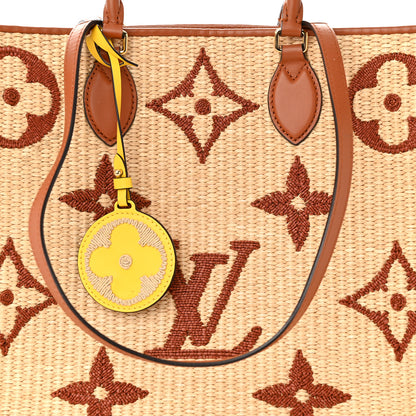 Louis Vuitton Raffia Calfskin Monogram Giant Onthego GM Tan 7 of 12