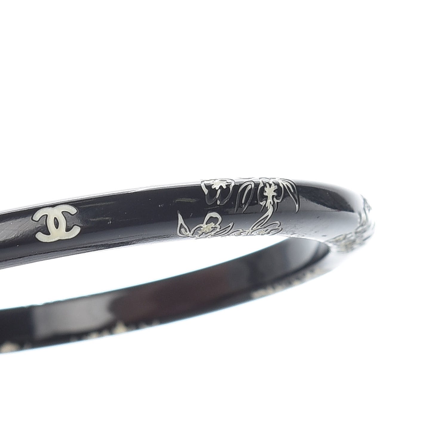 CC Camellia Engraved Bangle Set 3 Black