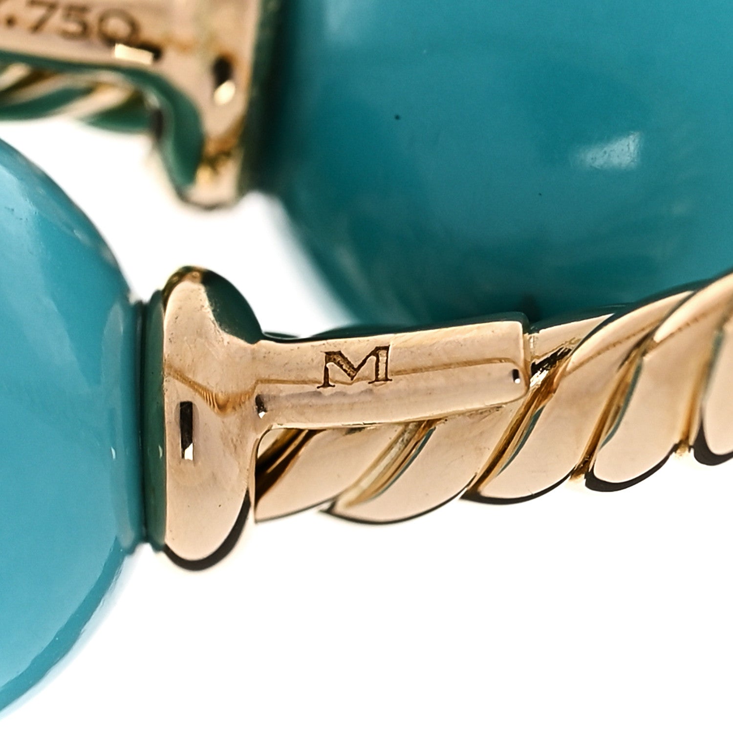 David Yurman 18K Yellow Gold Turquoise 8mm Solari Bypass Ring 52 6 5 of 5
