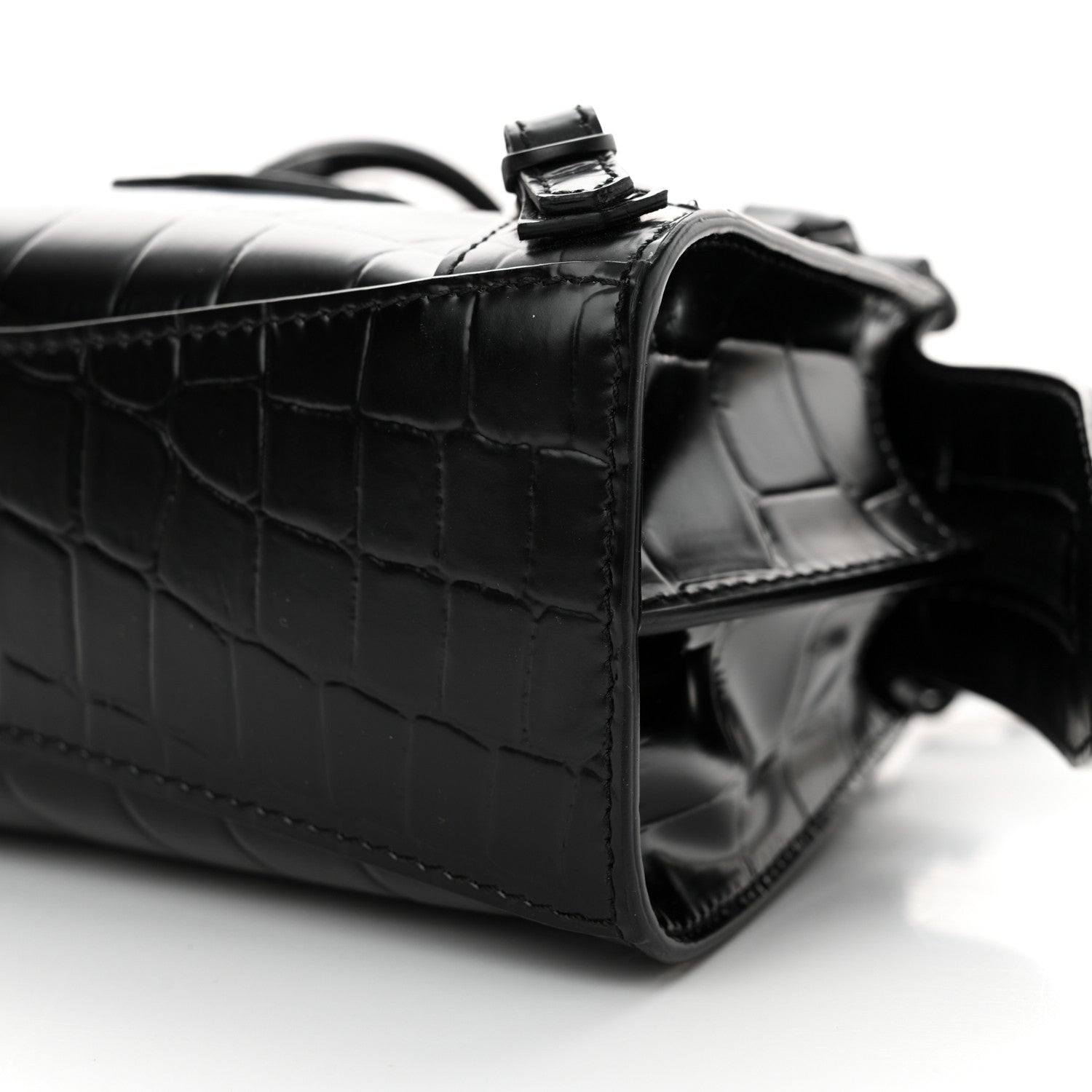 Balenciaga Semi Shiny Calfskin Crocodile Embossed Neo Classic Black Hardware Nano City Black 9 of 10