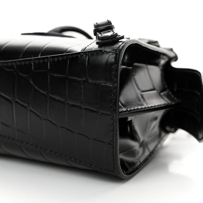 Balenciaga Semi Shiny Calfskin Crocodile Embossed Neo Classic Black Hardware Nano City Black 9 of 10