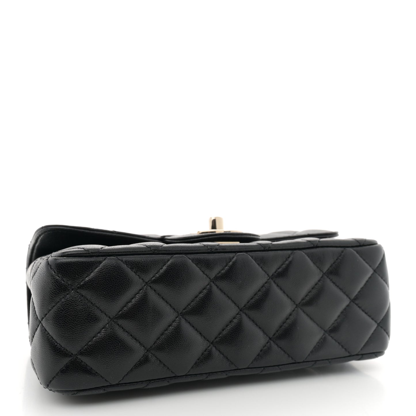 Lambskin Quilted Mini Crystal Top Handle Rectangular Flap Black