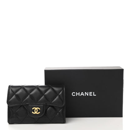 Chanel Lambskin Quilted Flap Card Holder Wallet Black 9 of 9