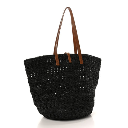 Saint Laurent Raffia Calfskin Medium Panier Tote Black 3 of 9