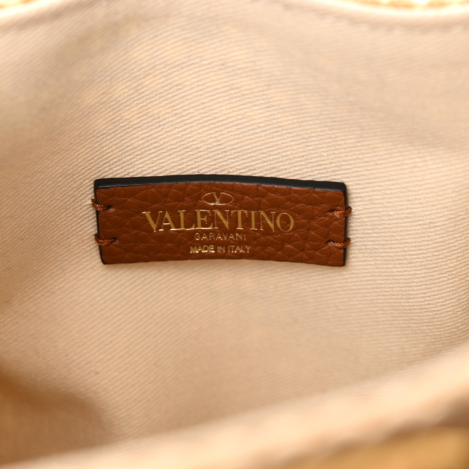 Valentino Garavani Raffia Grained Calfskin Small Rockstud Vlogo Tote Naturale 6 of 9