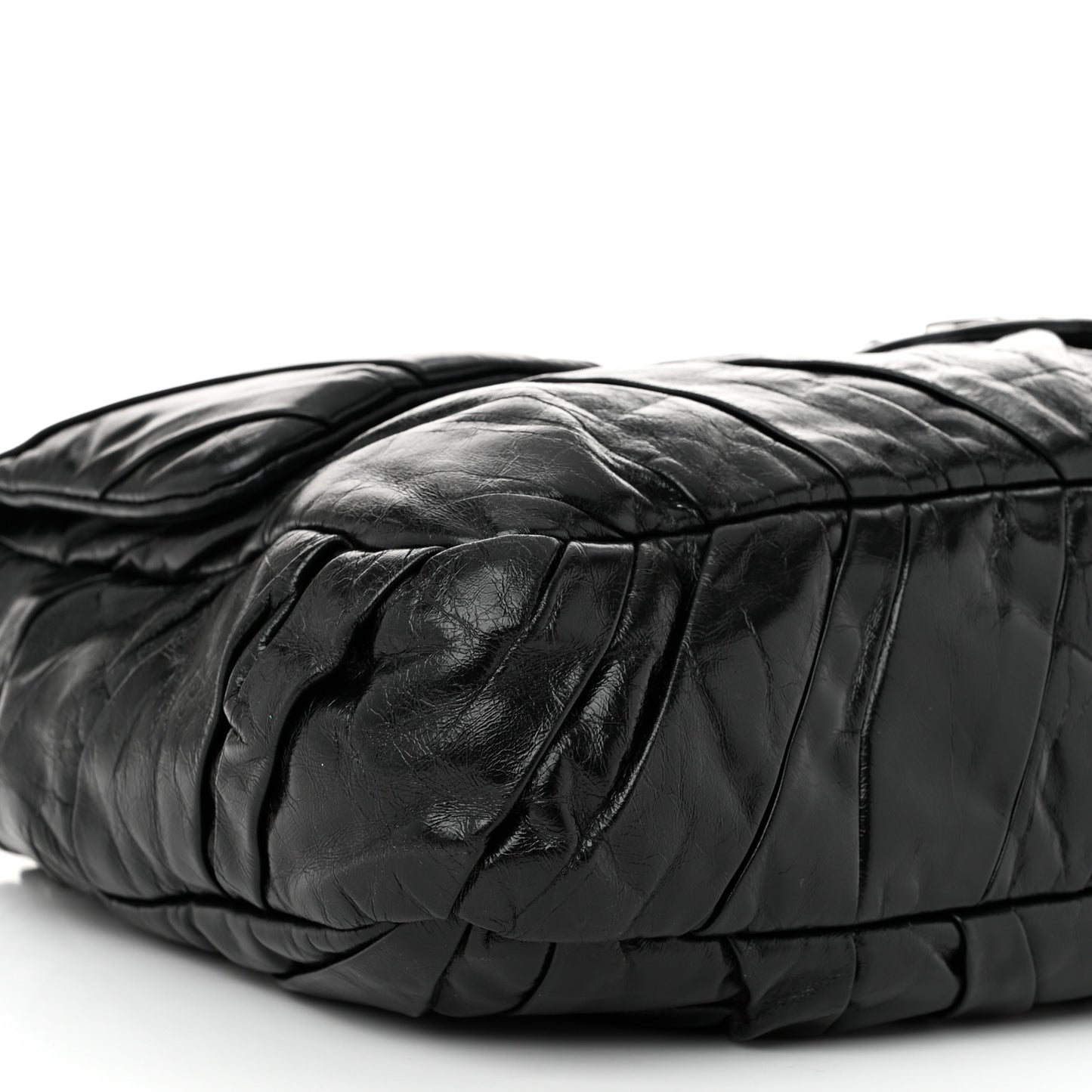 Glazed Calfskin Twisted Maxi Flap Black