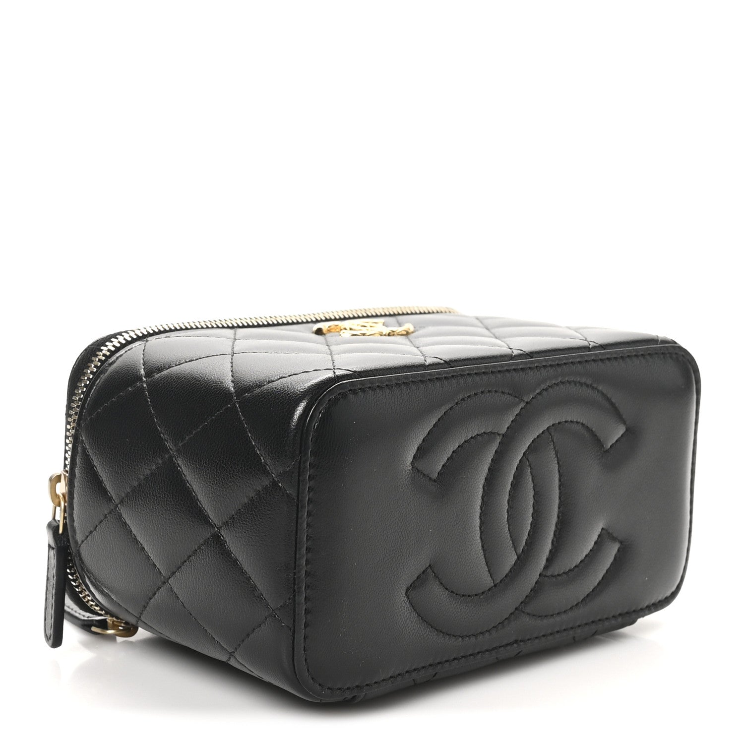 Chanel Lambskin Quilted Small CC Dynasty Vanity Case With Chain Black 4 of 12