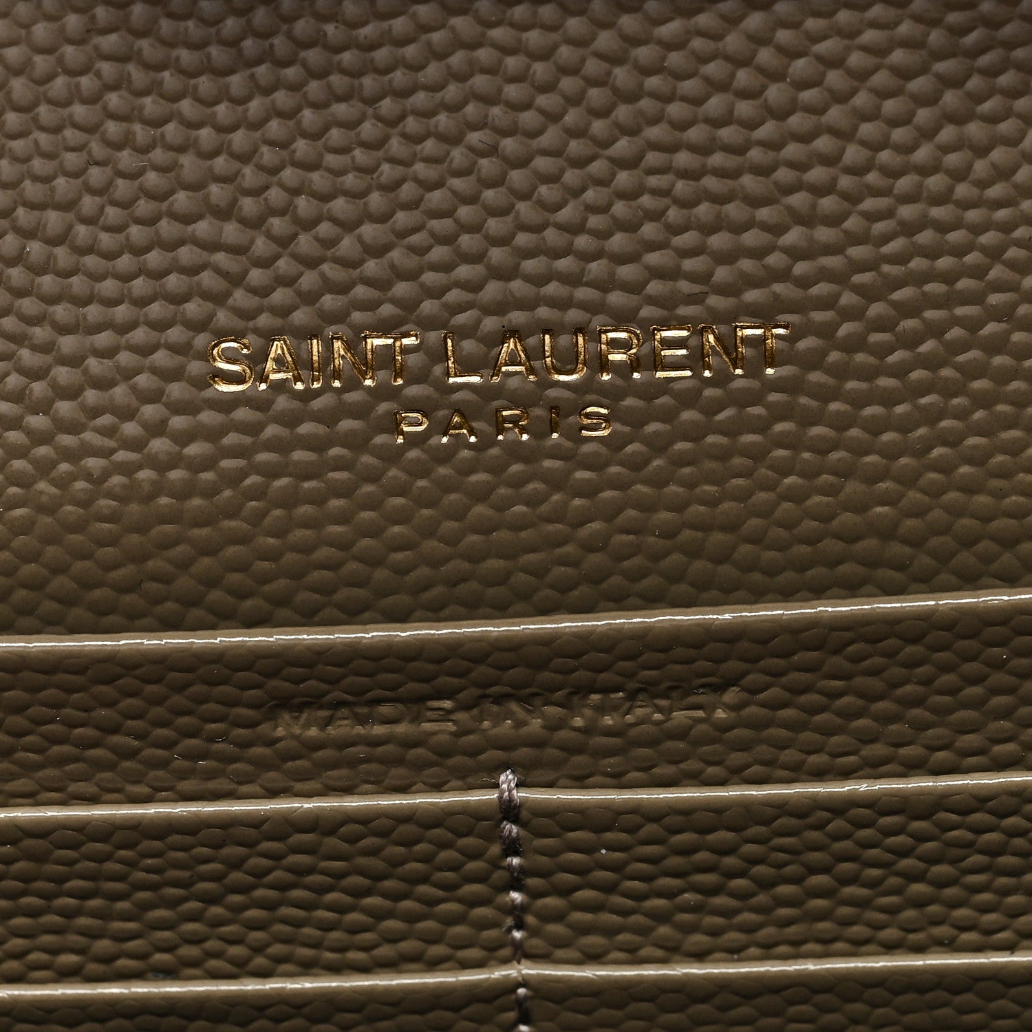 Saint Laurent Grain De Poudre Mixed Matelasse Triquilt Monogram Chain Wallet Dark Beige 6 of 9