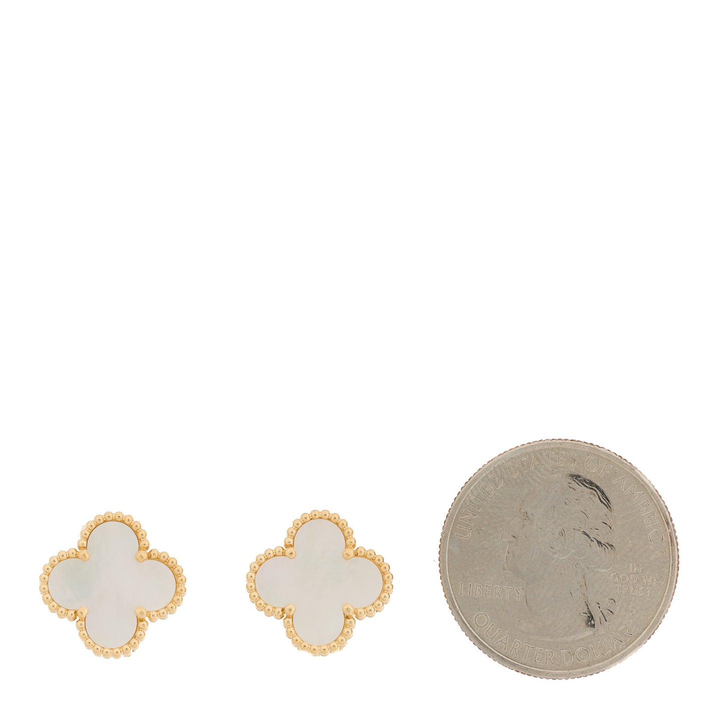 18K Yellow Gold Mother of Pearl Vintage Alhambra Earrings