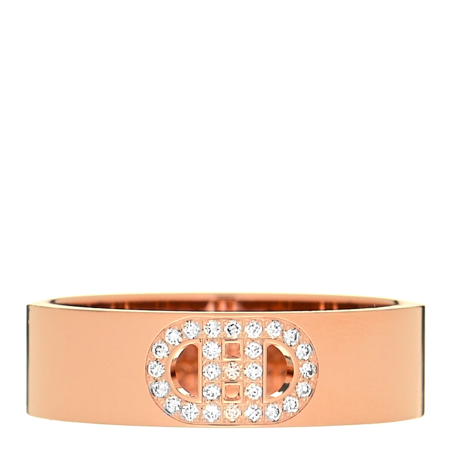 Hermes 18K Rose Gold Diamond PM H D'Ancre Ring 54 6.75 1 of 5
