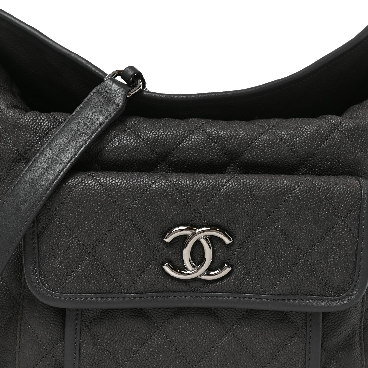 Chanel Caviar Quilted French Riviera Hobo Dark Grey 8 of 10