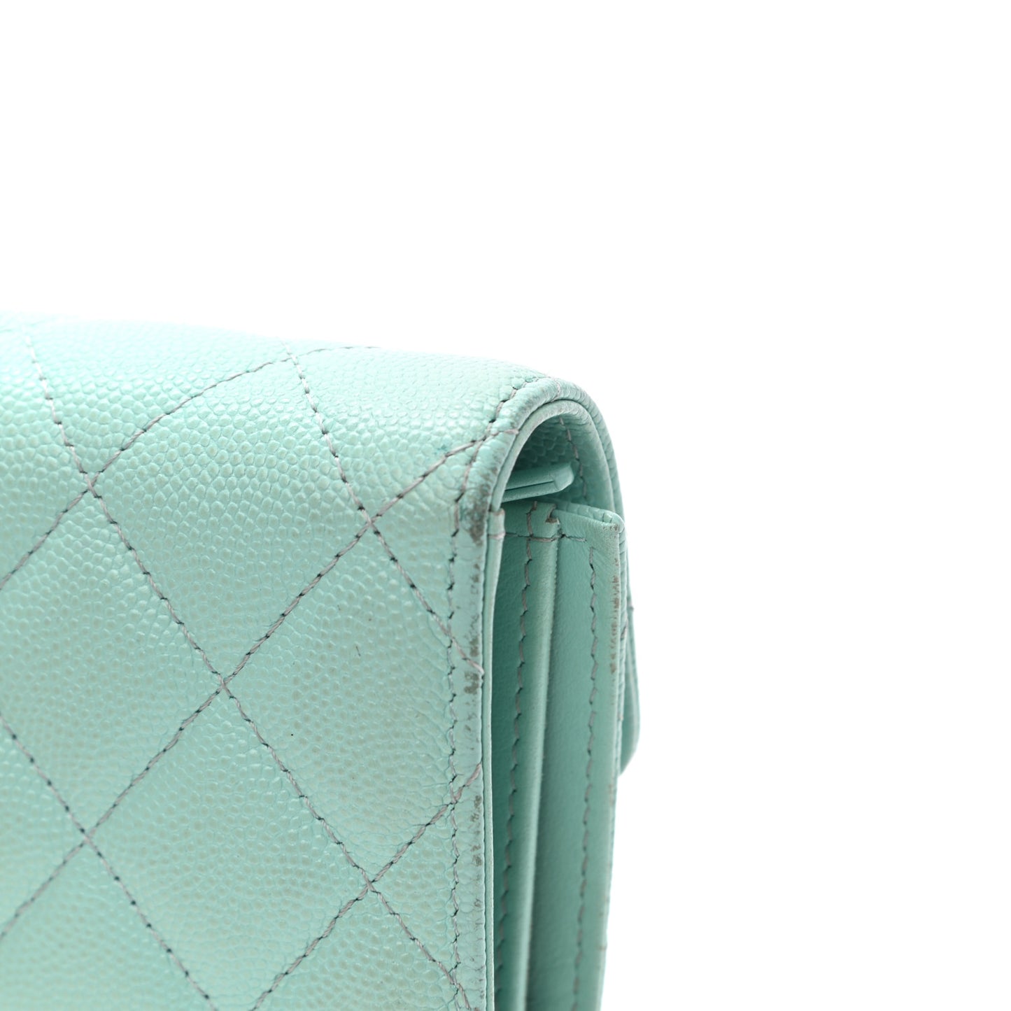 Caviar Quilted Medium Flap Wallet Light Blue