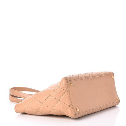 Chanel Calfskin Quilted Tote Beige 4 of 9