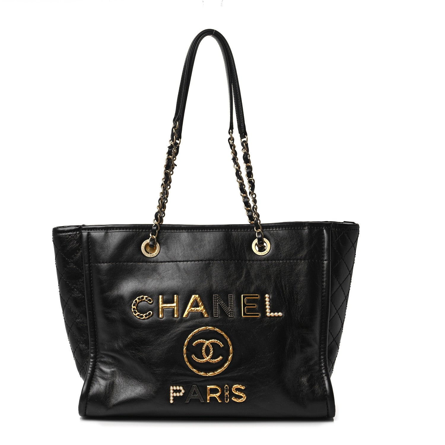 Chanel Aged Calfskin Small Charms Deauville Tote Black 1 of 10