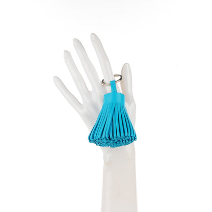 Hermes Lambskin Carmen Tassel Key Holder Bleu Azteque 2 of 5